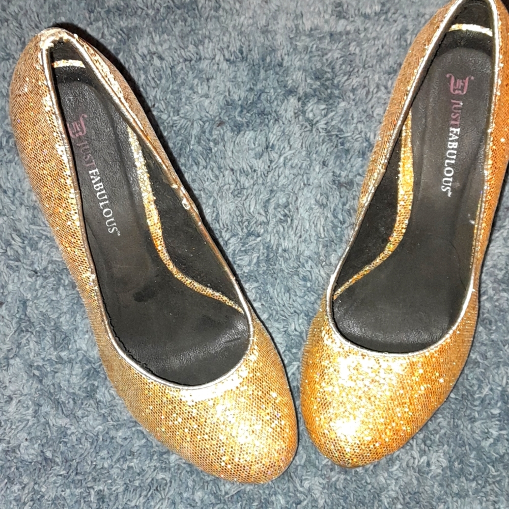 Just Fabulous 6" sparkly gold heels